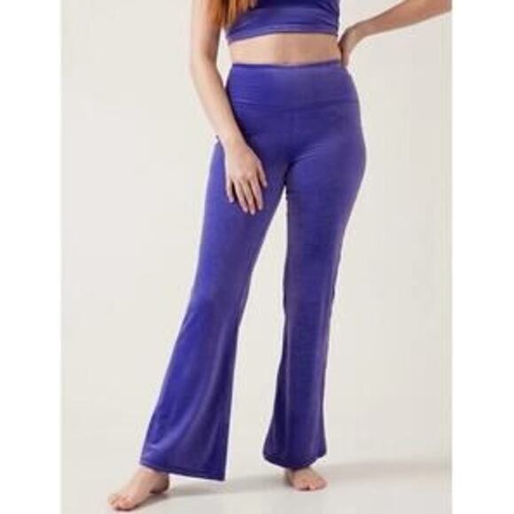 Athleta Elation Velvet Flare Pant Purple Small - Picture 1 of 14